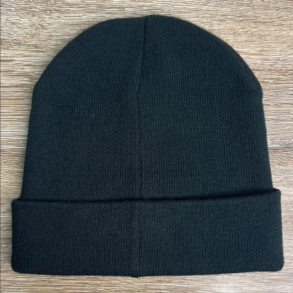 Timberland Black Knit Beanie Cuffed Logo Patch Hat OS